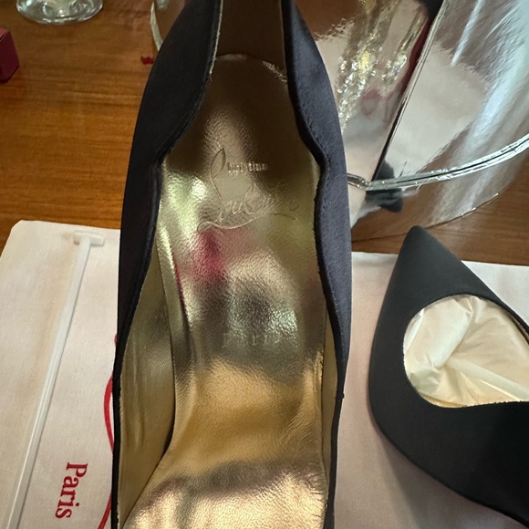 Christian Louboutin Lipstrass Black Crepe Satin 100MM 39 IT PRICE FIRM - Picture 6 of 17
